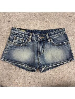 Vintage Y2K Low Rise Denim Micro Shorts Lee Faded